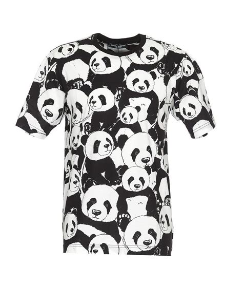 Dolce & Gabbana Panda Print Crewneck Tee in Luxe Cotton Blend.